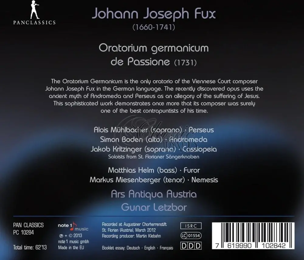JOHANN JOSEPH FUX: Oratorium Germanicum De Passione (CD)