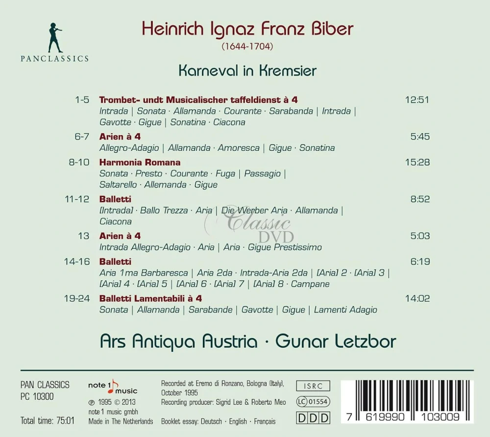 Heinrich Ignaz Franz Biber CARNIVAL IN KREMSIER (CD)