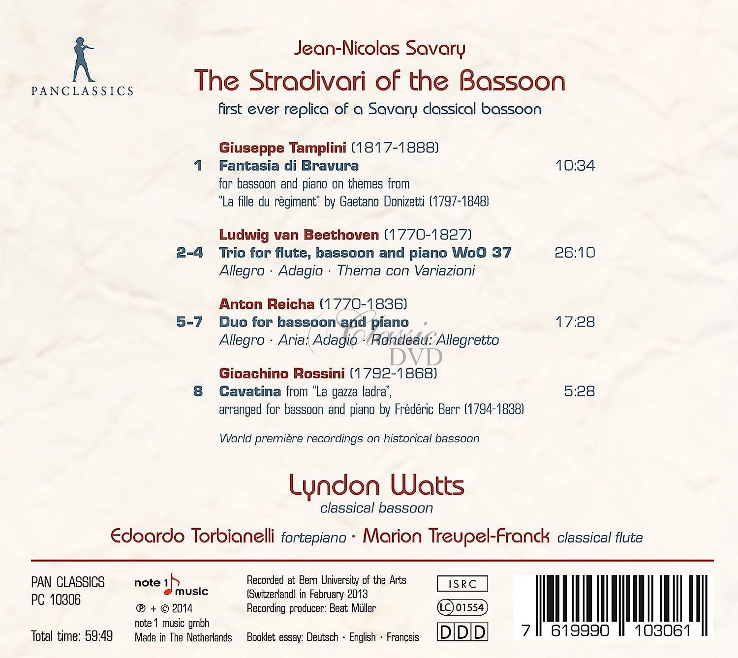 Jean Nicolas Savary - The Stradivari of the bassoon (CD)