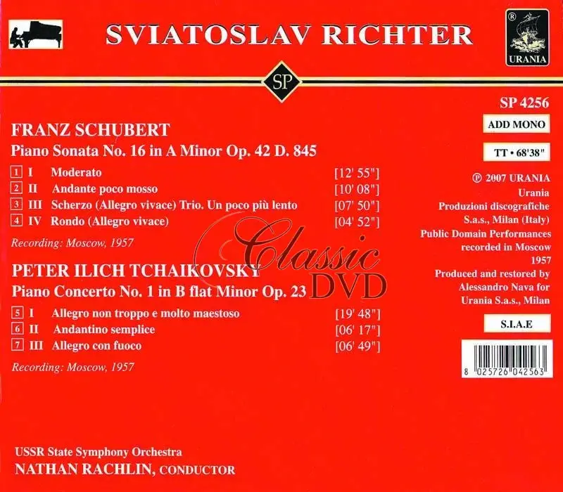Sviatoslav Richter (piano): Tchaikovsky - Piano Concerto 1 / Schubert - Klaviersonate D. 845 (CD)