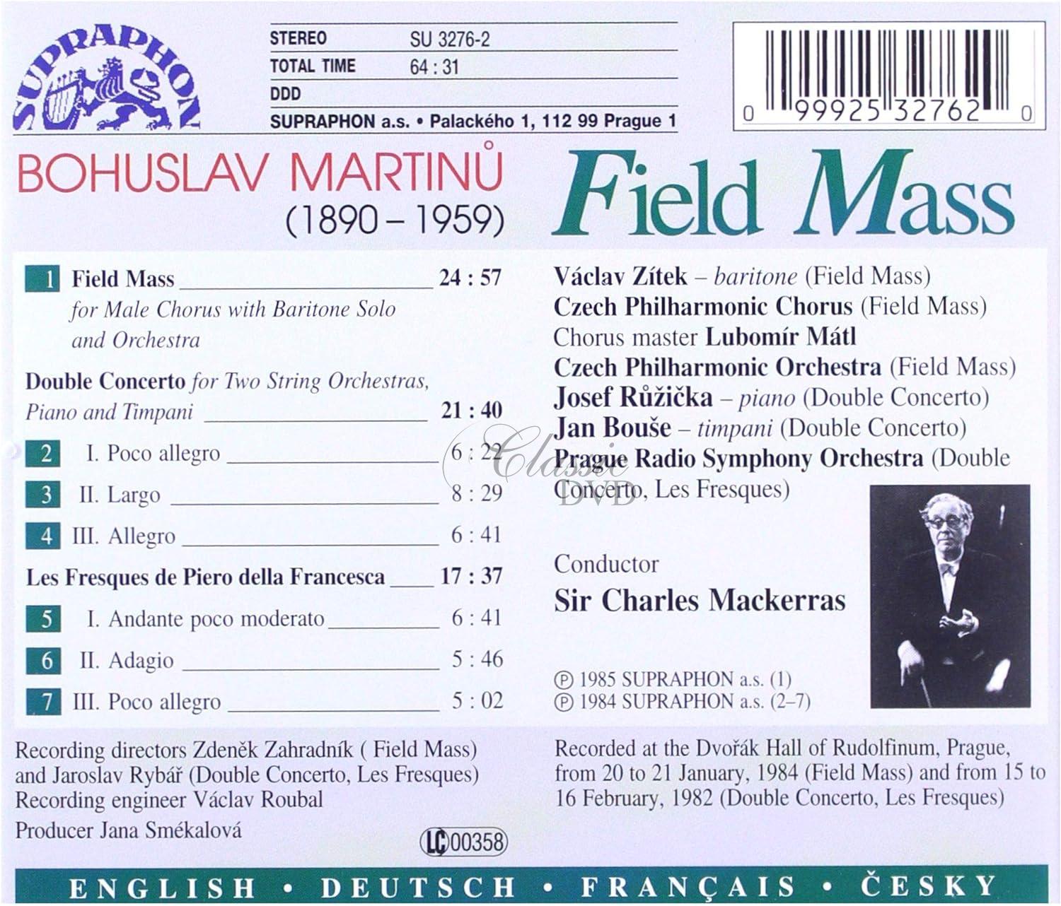 MARTINŮ,B.: Polní mše, Dvojkoncert, Fresky Piera Della Francesca (CD)