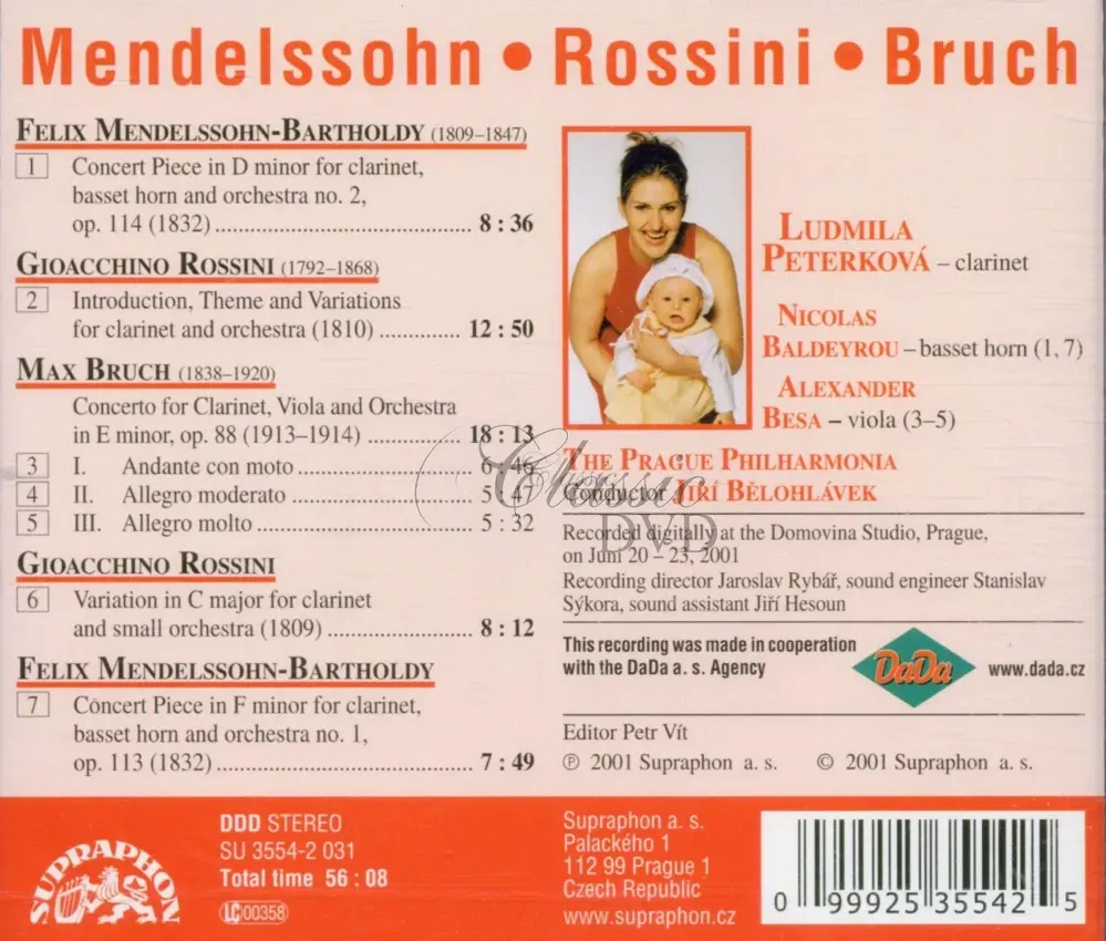 Mendelssohn-Bartholdy, Rossini, Bruch - Skladby pro klarinet a orchestr / Works for Clarinet and Orchestra (CD)