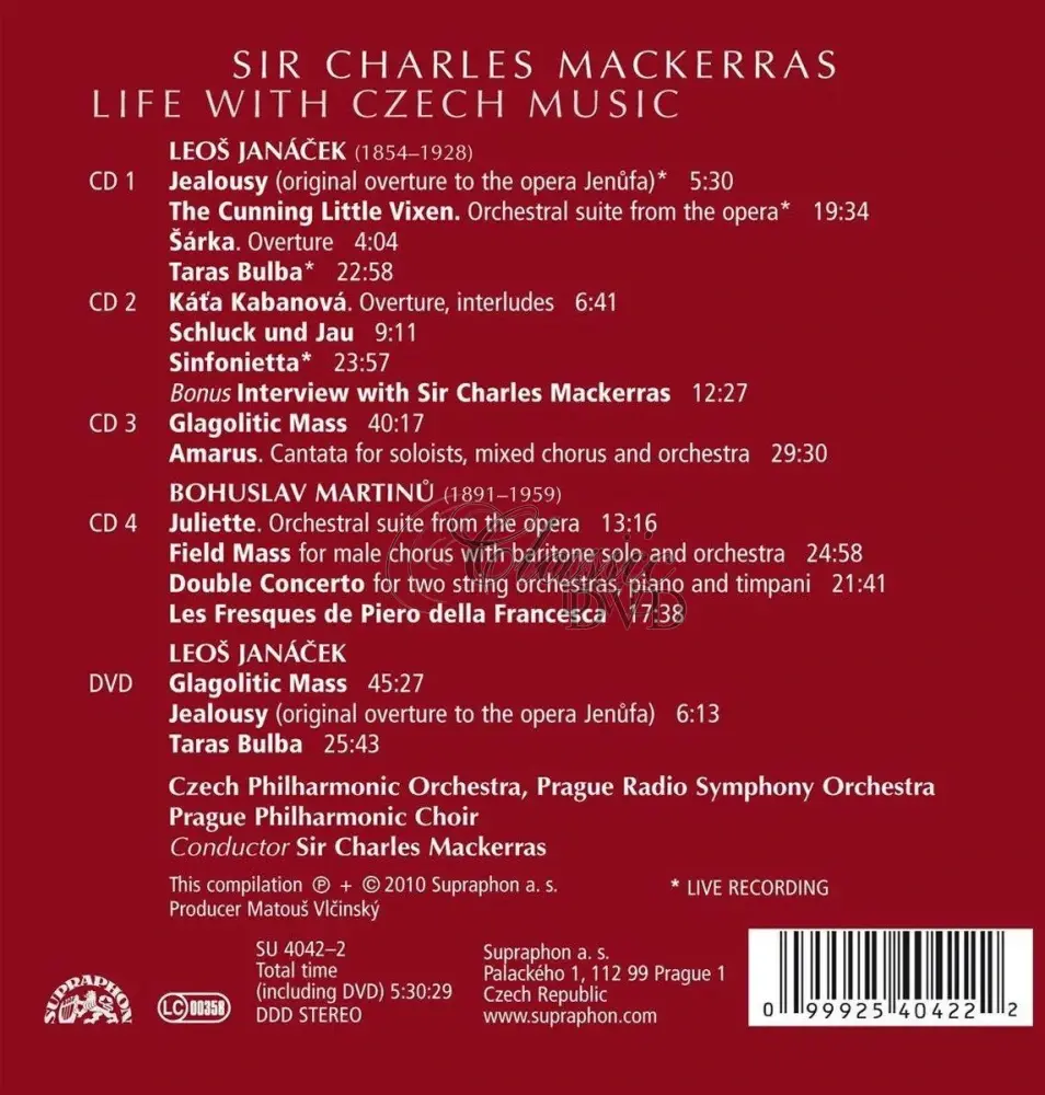 Charles Mackerras: Life with Czech Music / Janáček, Martinů (4CD+DVD)