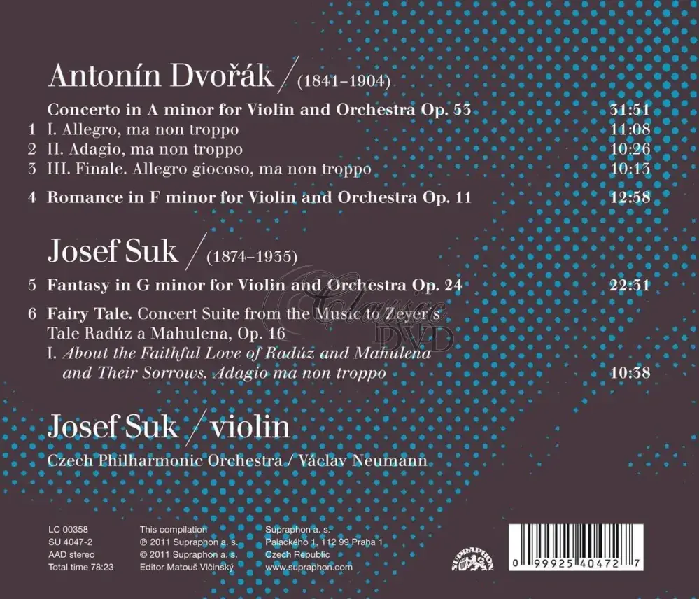Dvořák, A. Houslový koncert, Romance / Suk, J. Fantasie, Pohádky / J. Suk, Česká filharmonie (CD)