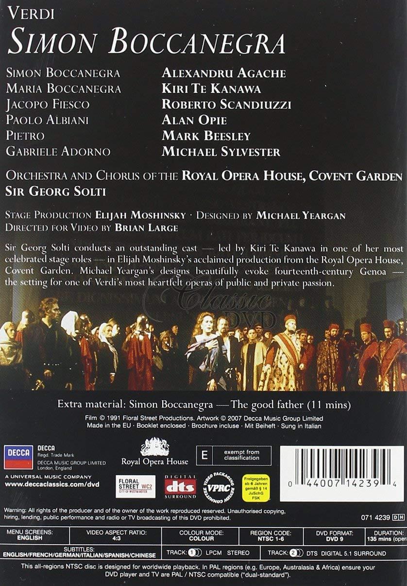 VERDI,G.: Simon Boccanegra. Agache · Te Kanawa. Royal Opera (DVD)