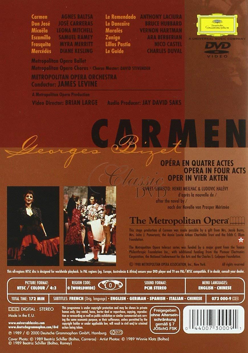 BIZET,G.: Carmen - Agnes Baltsa · José Carreras. Metropolitan opera (DVD)