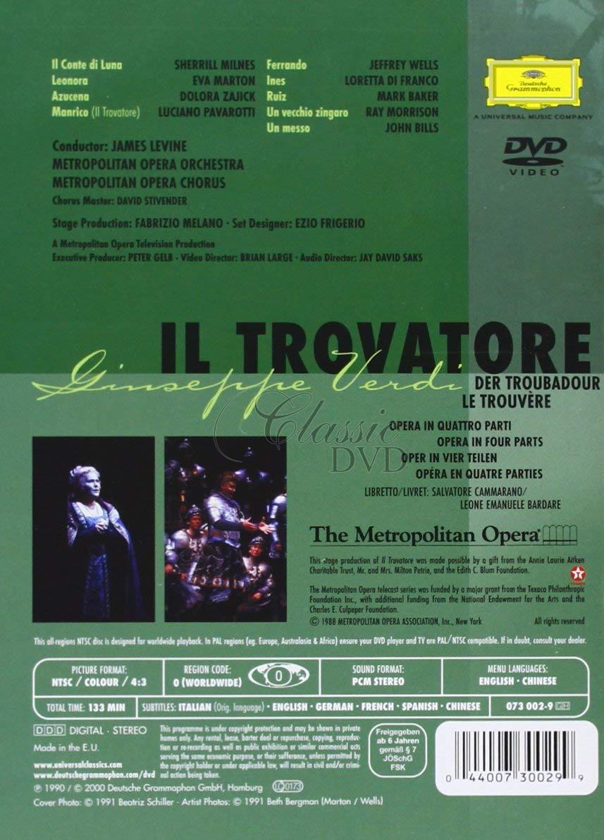 VERDI,G.: Il Trovatore - Trubadúr. Eva Marton · Luciano Pavarotti. Metropolitan Opera (DVD)