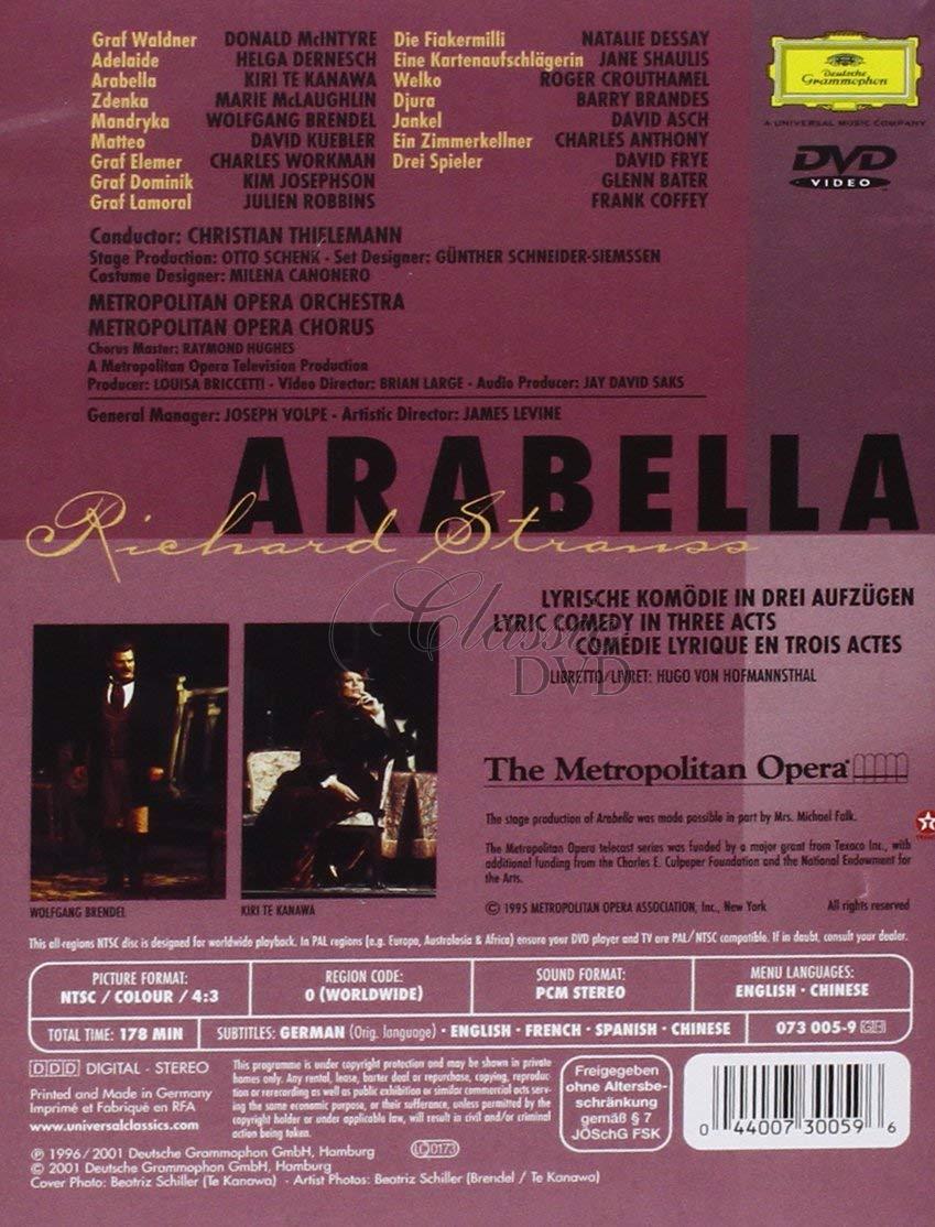 STRAUSS,R.: Arabella. Kiri Te Kanawa · Wolfgang Brendel. Metropolitan Opera (DVD)