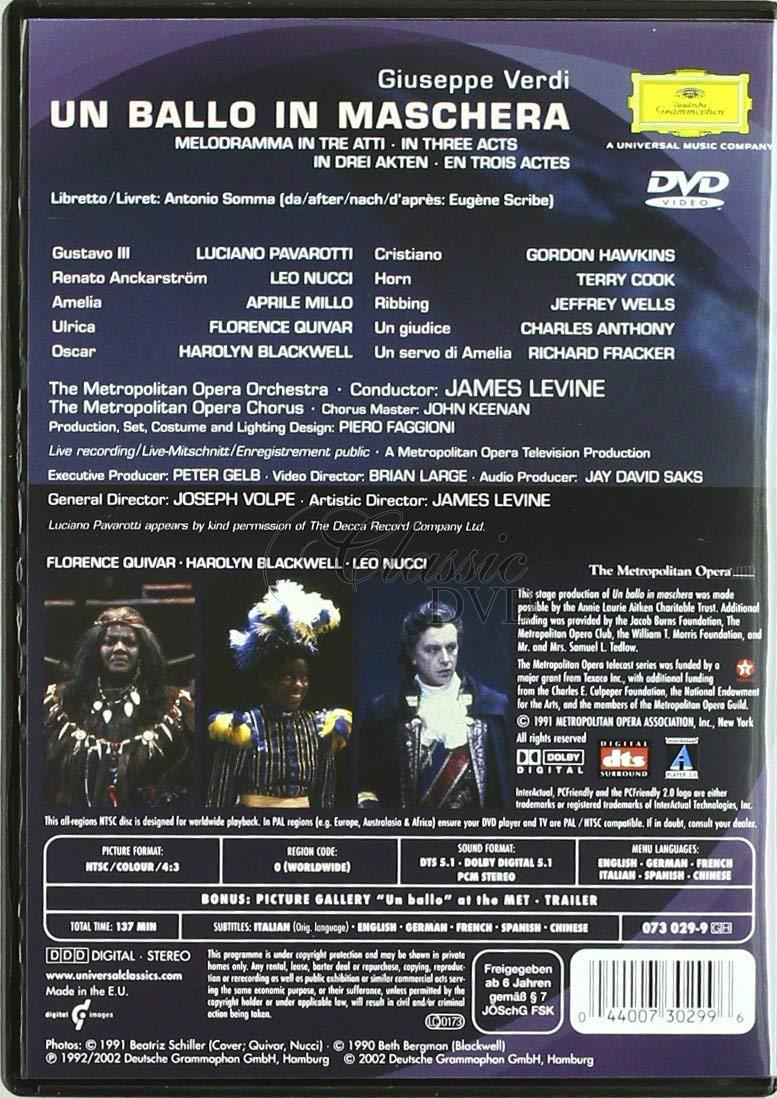 VERDI,G.: Maškarní ples - Un ballo in maschera. Luciano Pavarotti · Leo Nucci (DVD)