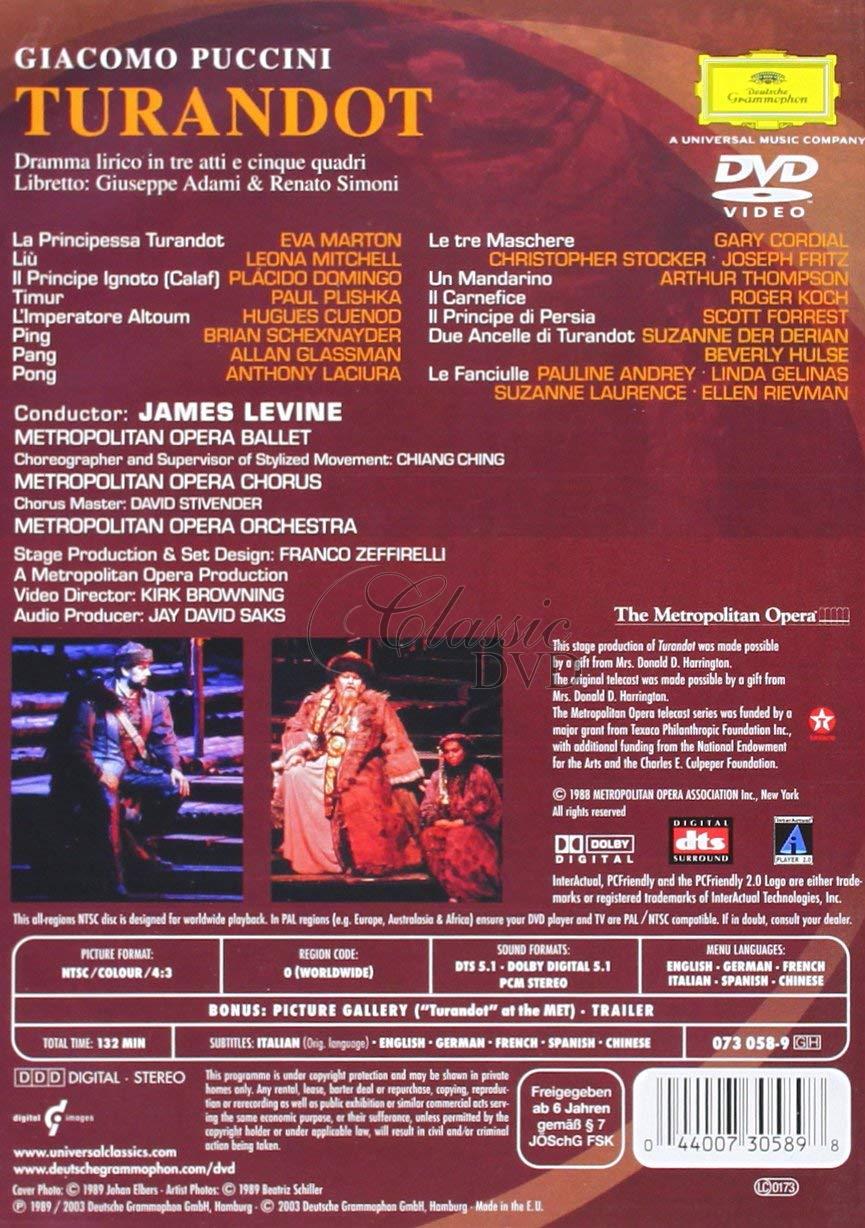 PUCCINI,G.: Turandot. Eva Marton · Plácido Domingo. Metropolitan Opera (DVD)