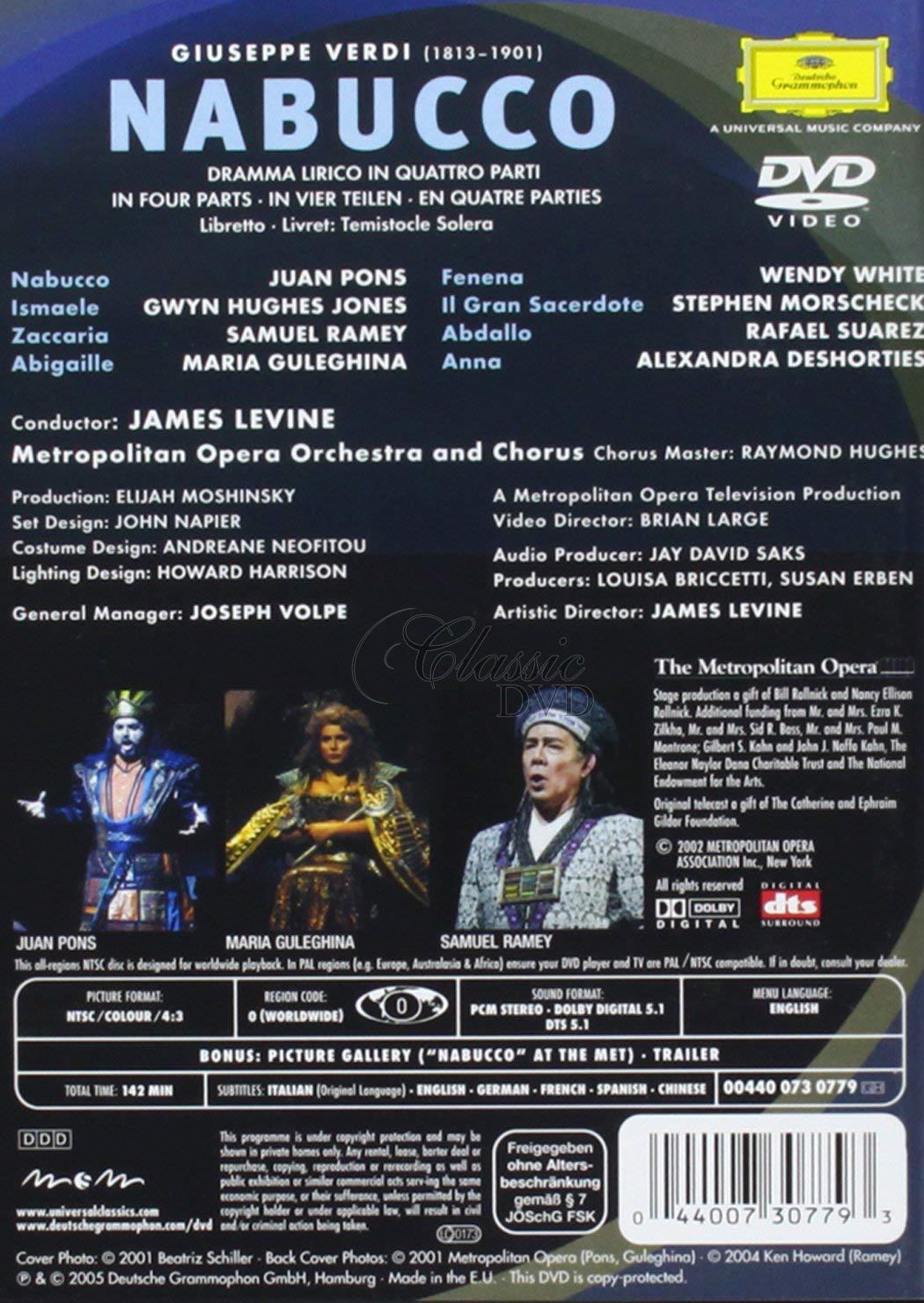 VERDI,G.: Nabucco. Maria Guleghina · Juan Pons. Metropolitan Opera (DVD)