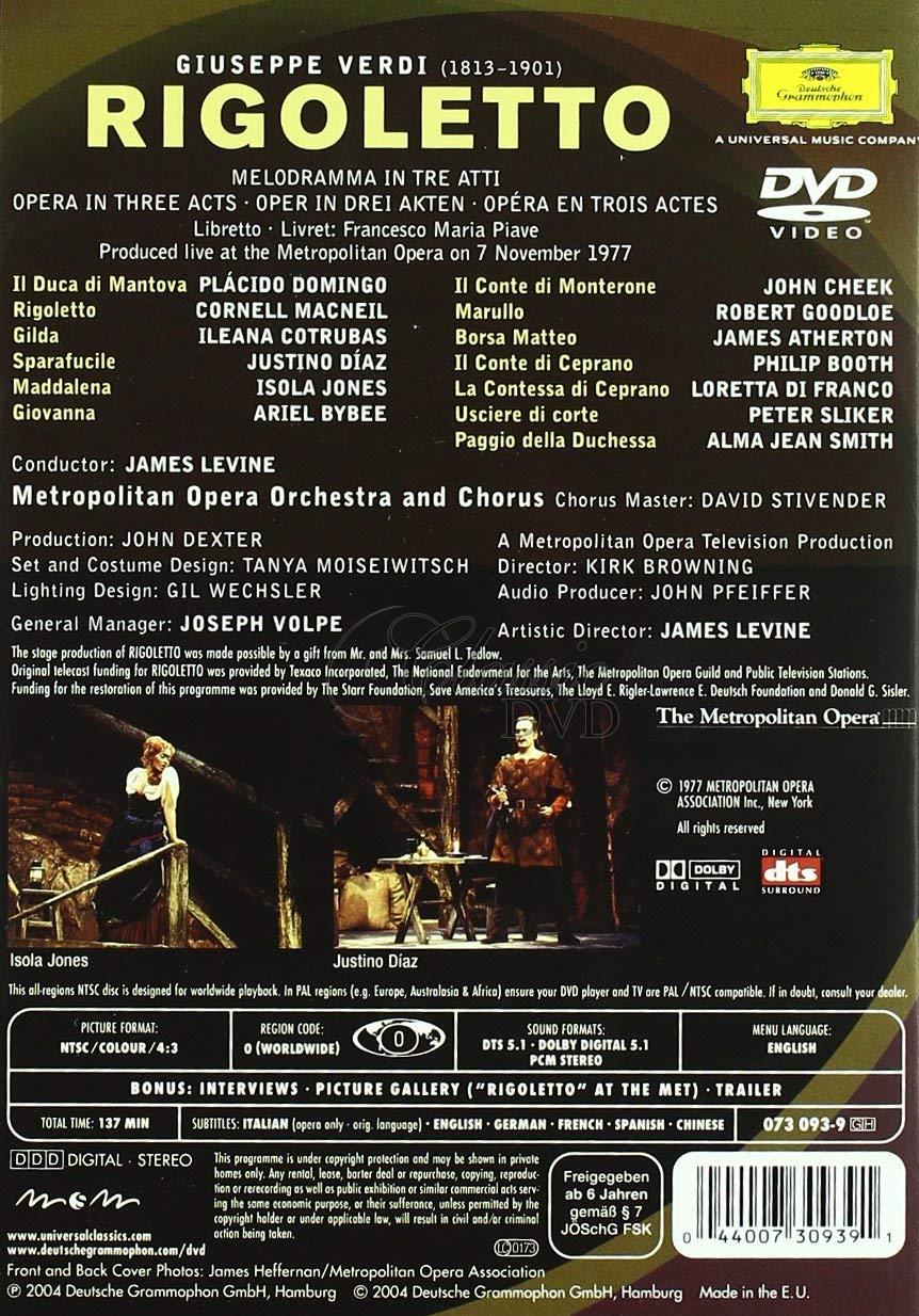 VERDI,G.: Rigoletto - Plácido Domingo · Ileana Cotrubas. Metropolitan Opera (DVD)
