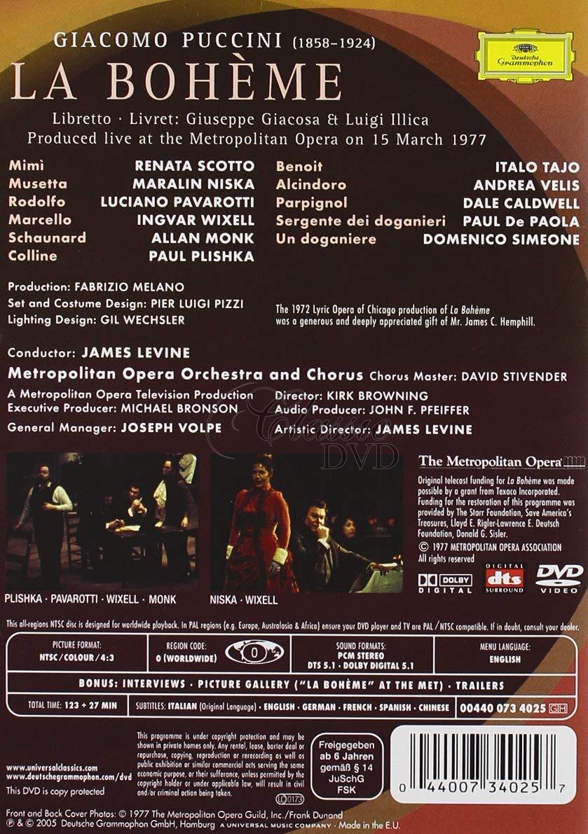 PUCCINI,G.: La Boheme - Pavarotti. Scotto. Metropolitan Opera (DVD)