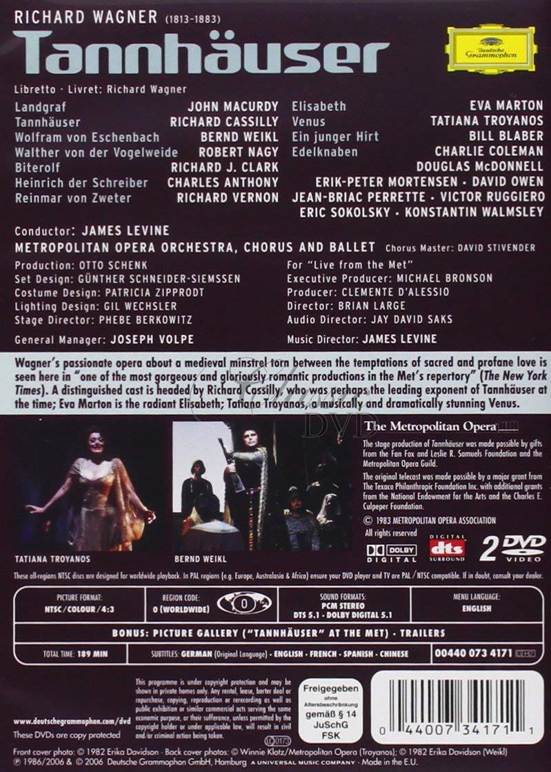 WAGNER,R.: Tannhäuser - Eva Marton · Tatiana Troyanos · Richard Cassilly. Metropolitan Opera (2DVD)