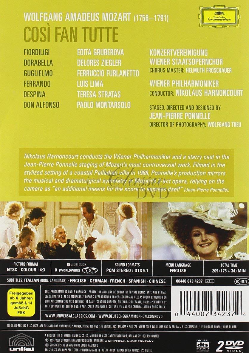 MOZART,W.A.: Cosi fan Tutte - Takové jsou všechny. Edita Gruberova · Delores Ziegler · Teresa Stratas. Vienna State Opera] (2DVD)