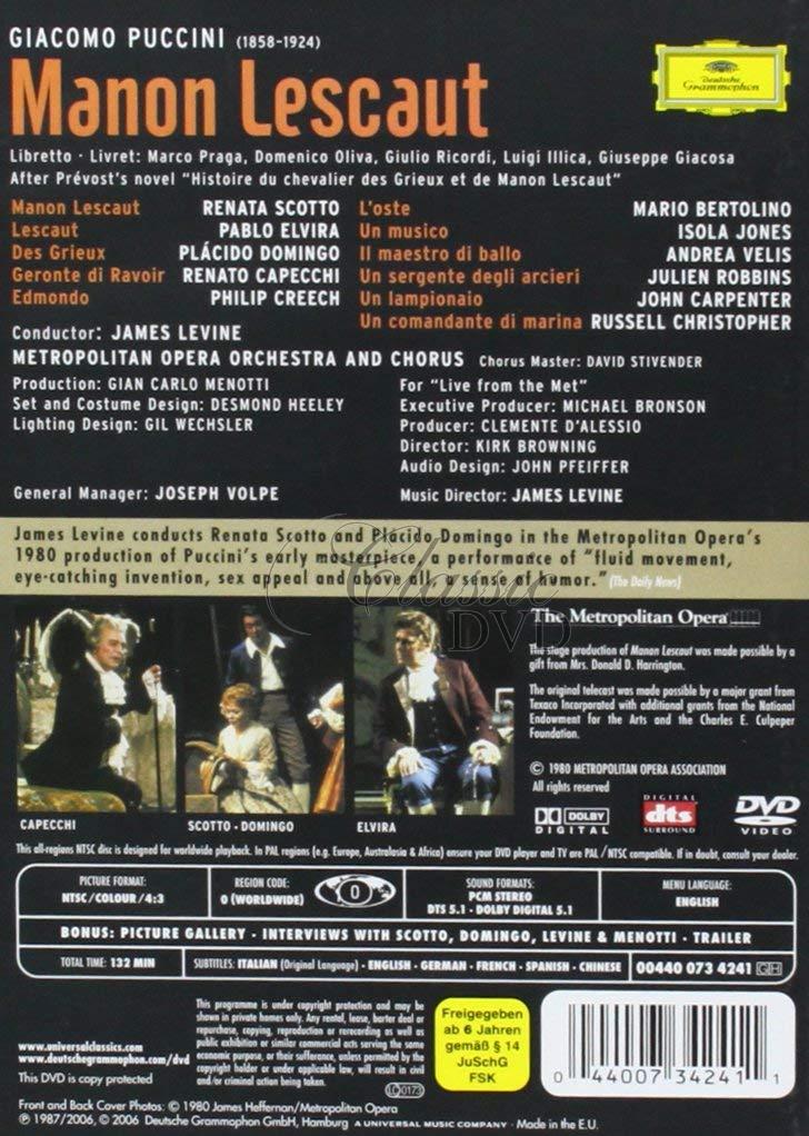 PUCCINI,G.: Manon Lescaut. Renata Scotto · Plácido Domingo. Metropolitan Opera (DVD)