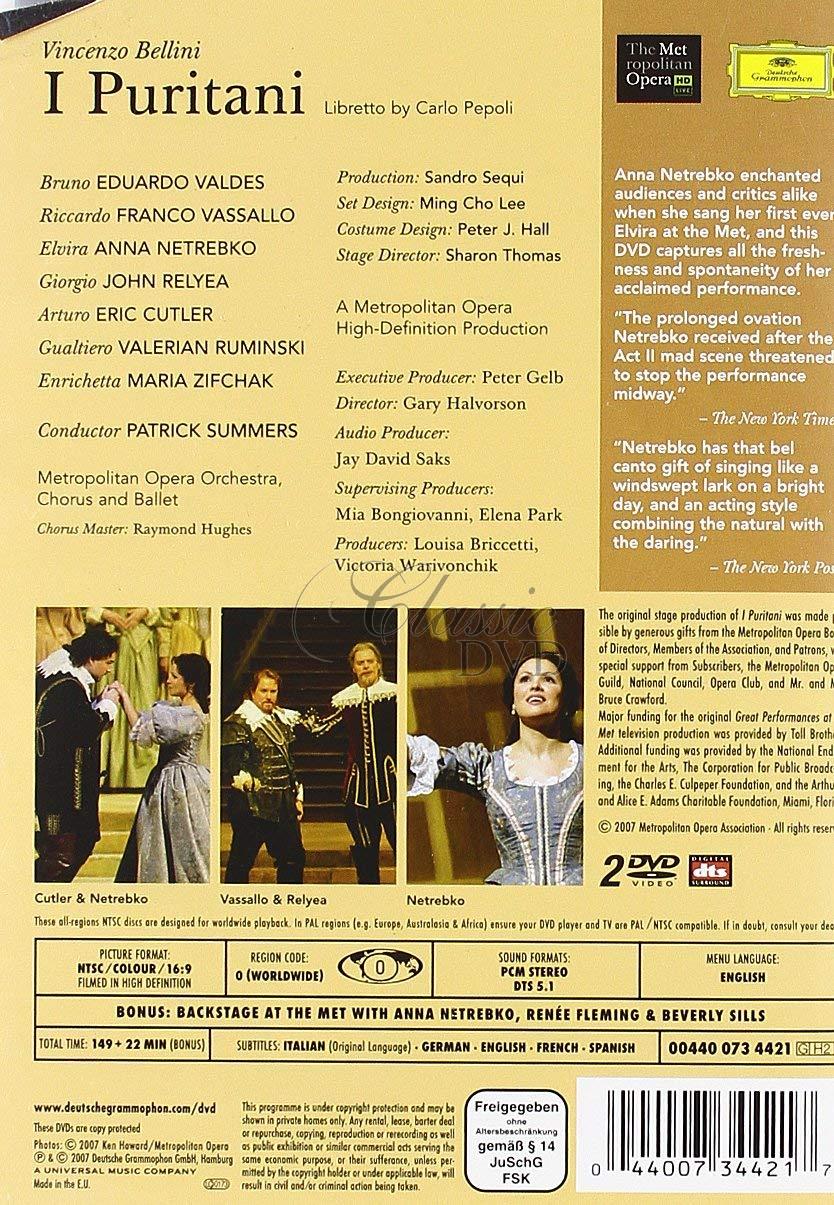 BELLINI,V.: I Puritani - Netrebko. Valdes.  Metropolitan Opera (2DVD)