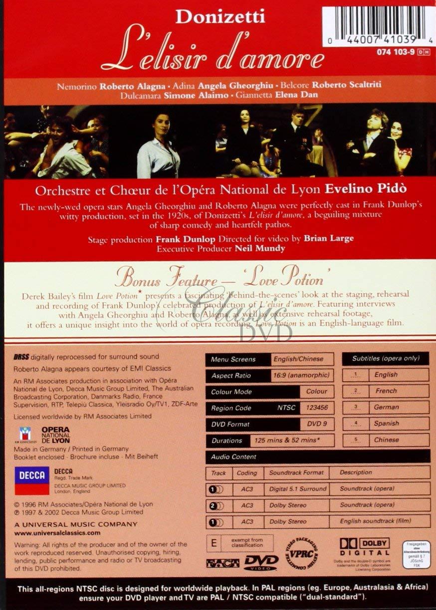 DONIZETTI,G.: L`Elisir D`Amore - Nápoj lásky. Alagna · Gheorghiu. Opera de Lyon (DVD)
