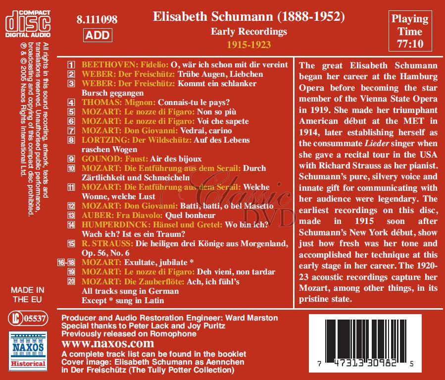 ELISABETH SCHUMANN: Early Recordings 1915-1923 (CD)
