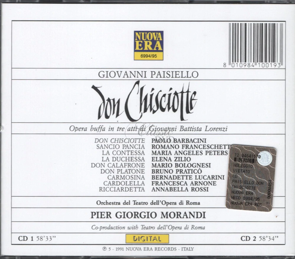 PAISIELLO,G.: Don Quixote - Don Chisciotte (2CD)