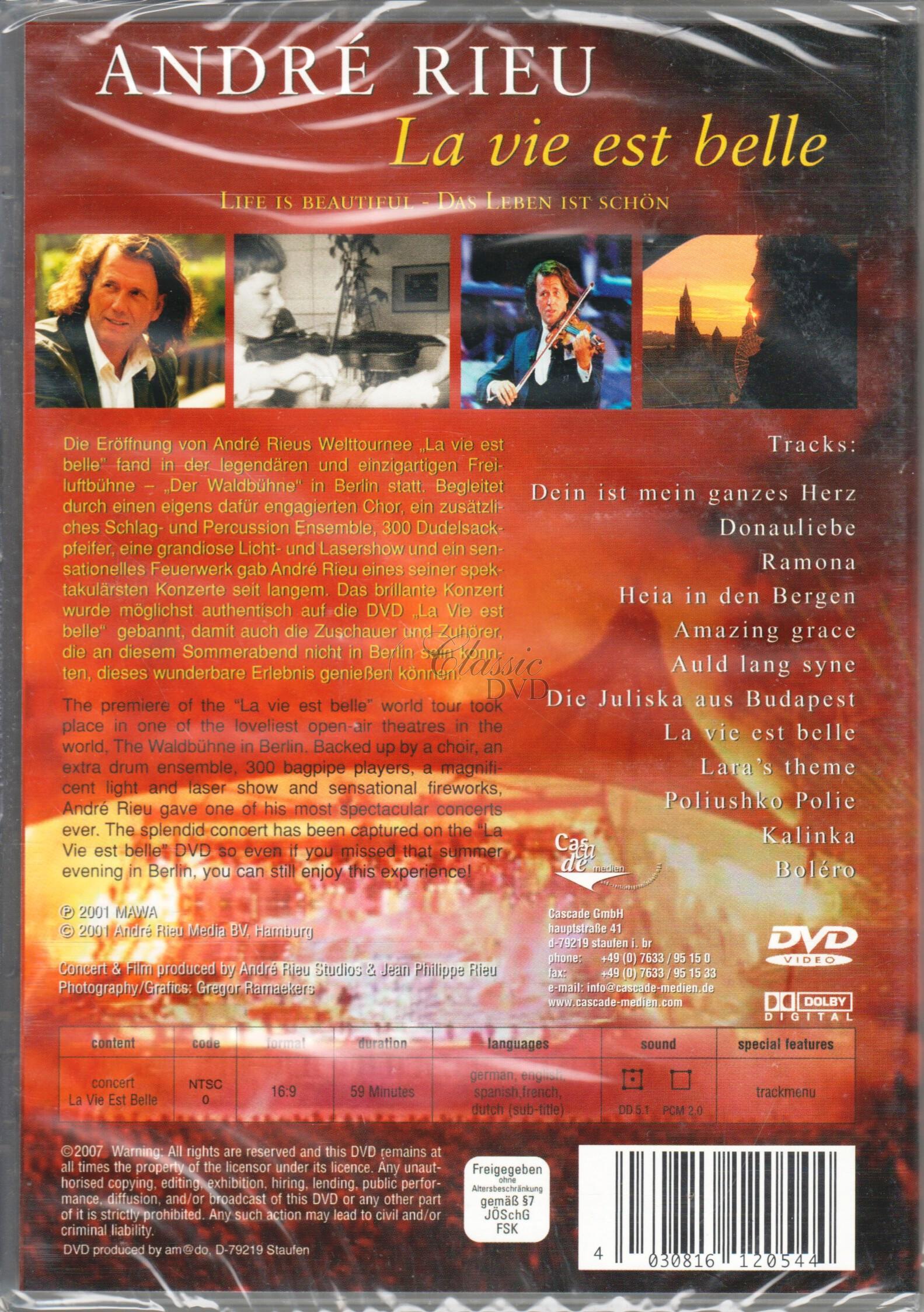 ANDRE RIEU La vie est belle / Life Is Beautiful / Das Leben ist schön (DVD)