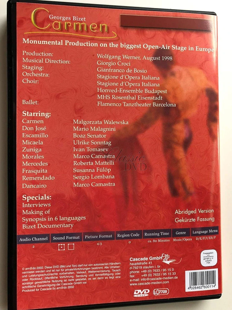 BIZET,G.: Carmen - Opera (DVD)