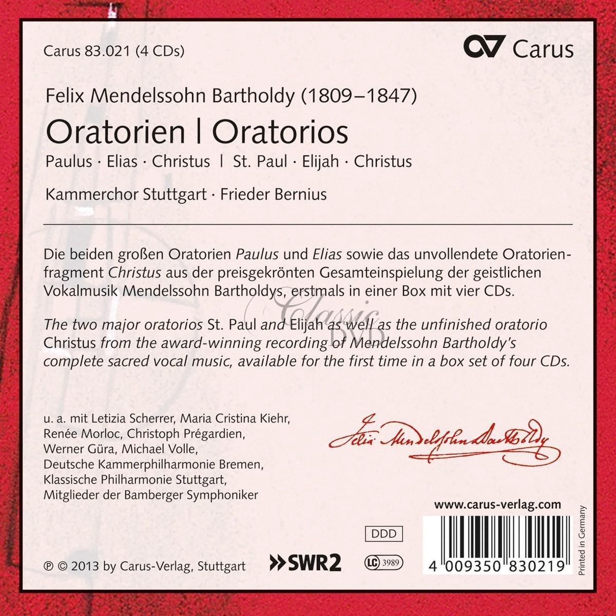 Felix Mendelssohn - ORATORIOS Paulus – Elias - Christus (4CD)