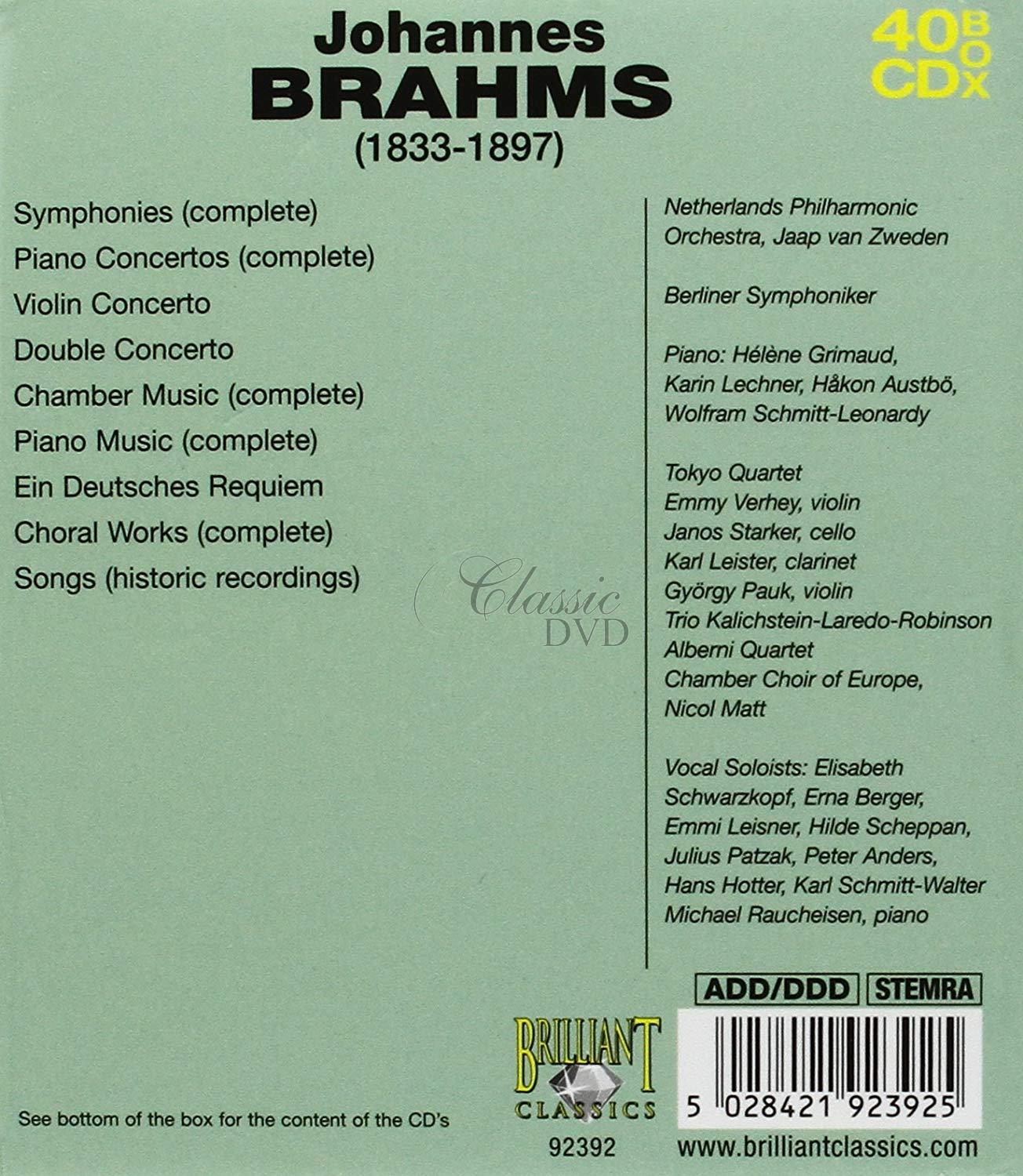 BRAHMS,J.: MASTERWORKS Mistrovská díla - DÁRKOVÁ EDICE (40CD)