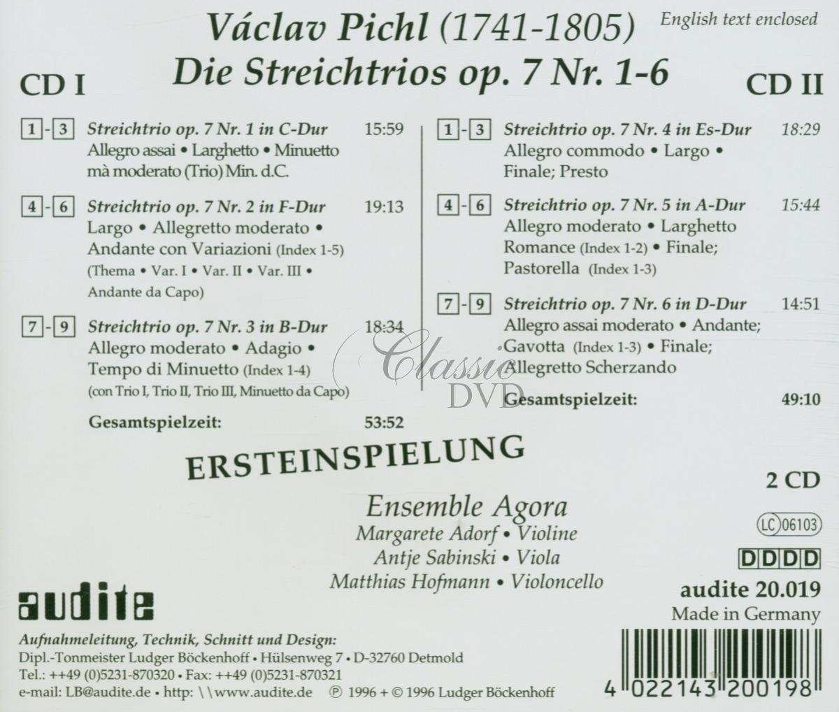 PICHL,V.: The String Trios Op. 7, Nos. 1-6 (2CD)