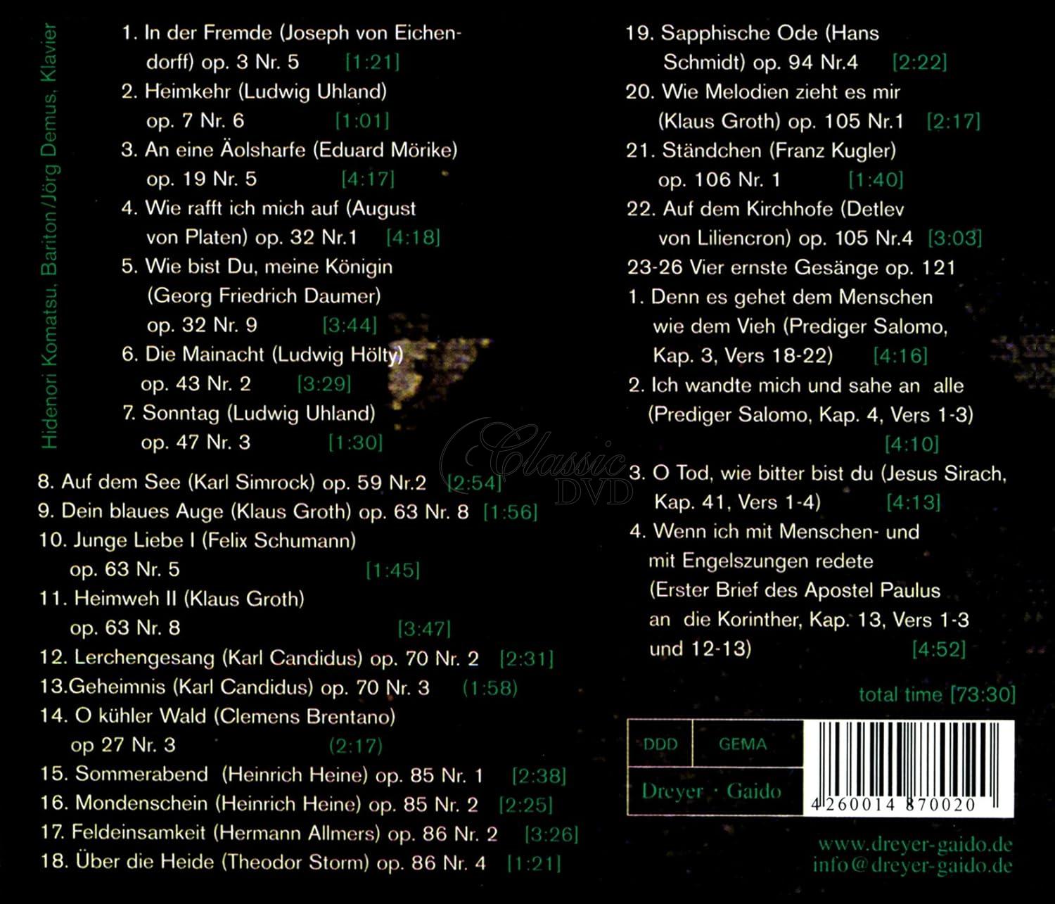 BRAHMS,J.: Lieder (CD)
