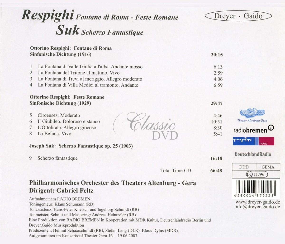 Ottorino Respighi: Fontane di Roma, Feste Romane / Suk: Scherzo Fantastique op. 25 (CD)