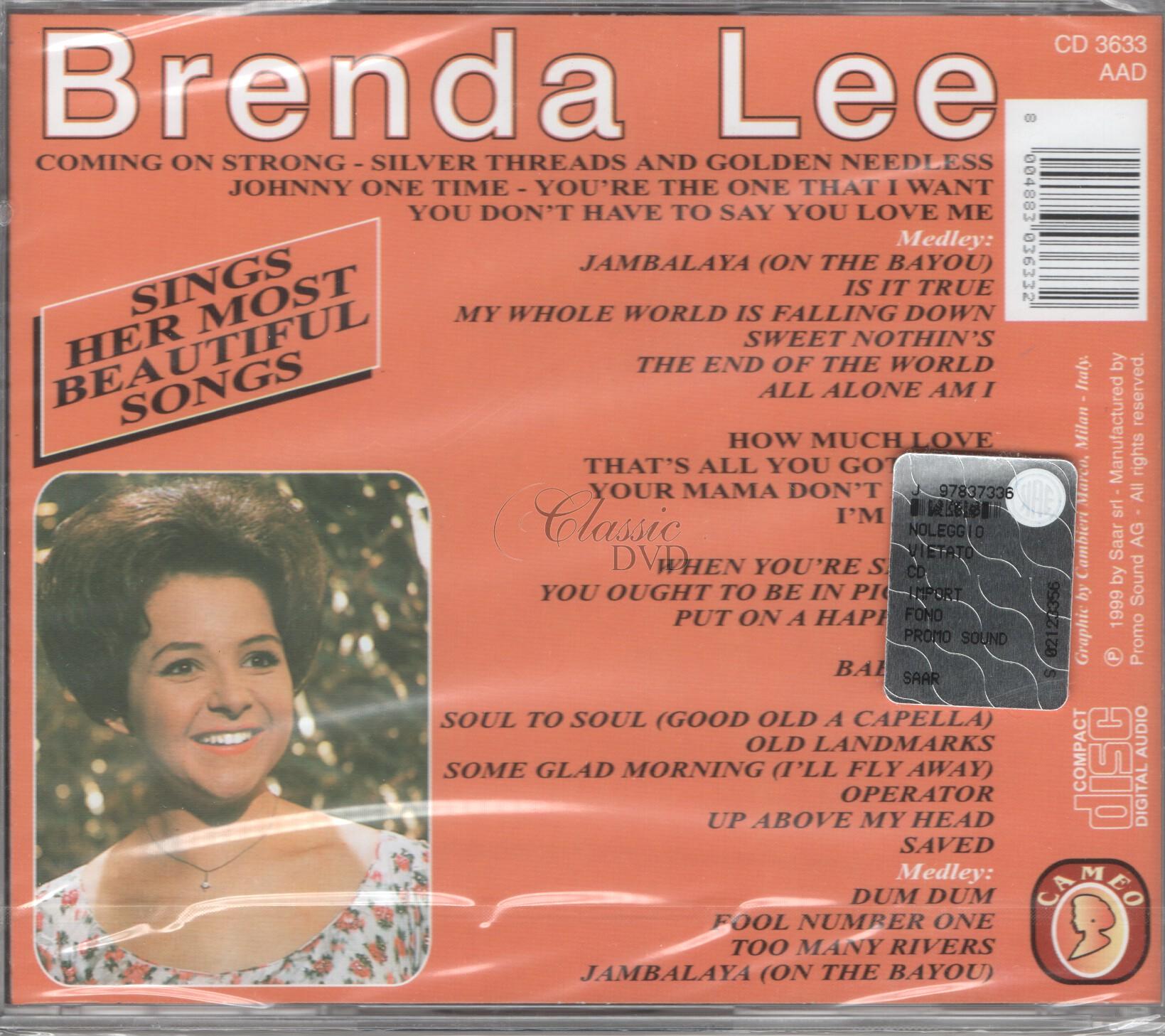 BRENDA LEE: Sings Her Most Beautiful Songs (CD)