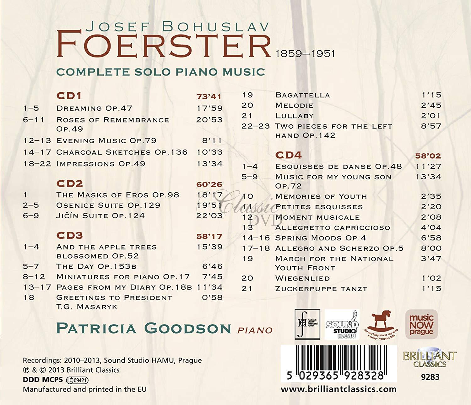 FOERSTER: Dreams, Memories and Impressions - Complete Solo Piano Music; Patricia Goodson (4CD)