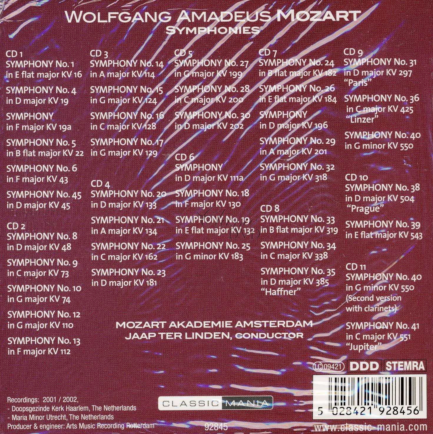 MOZART,W.A.: The Symphonies. Mozart Akademie Amsterdam (11CD)