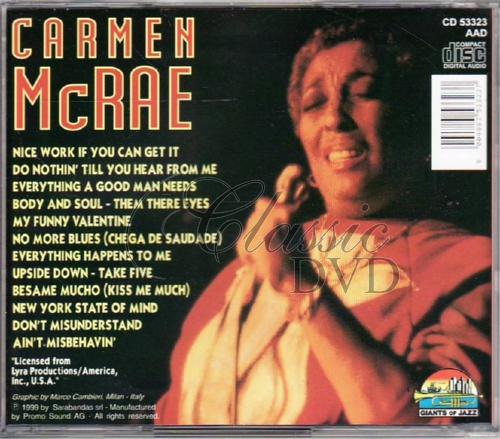 CARMEN MCRAE: Immortal Concerts (CD)