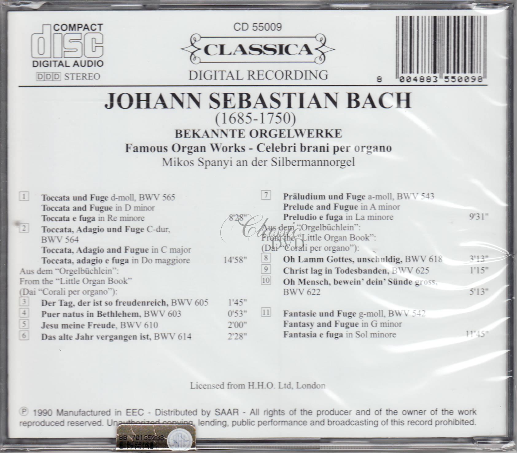 BACH,J.S.: Nejslavnější varhanní skladby - Famous Organ Works (CD)