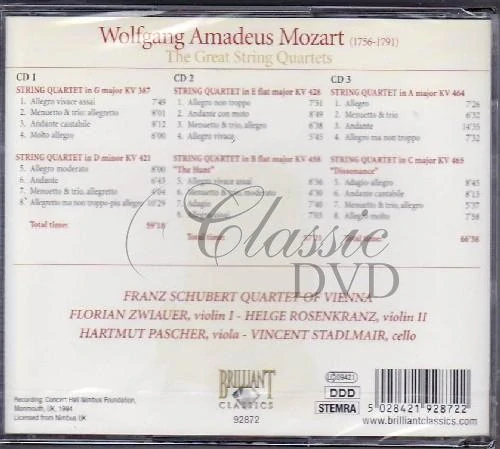 MOZART,W.A.: The Great String Quartets (3CD)