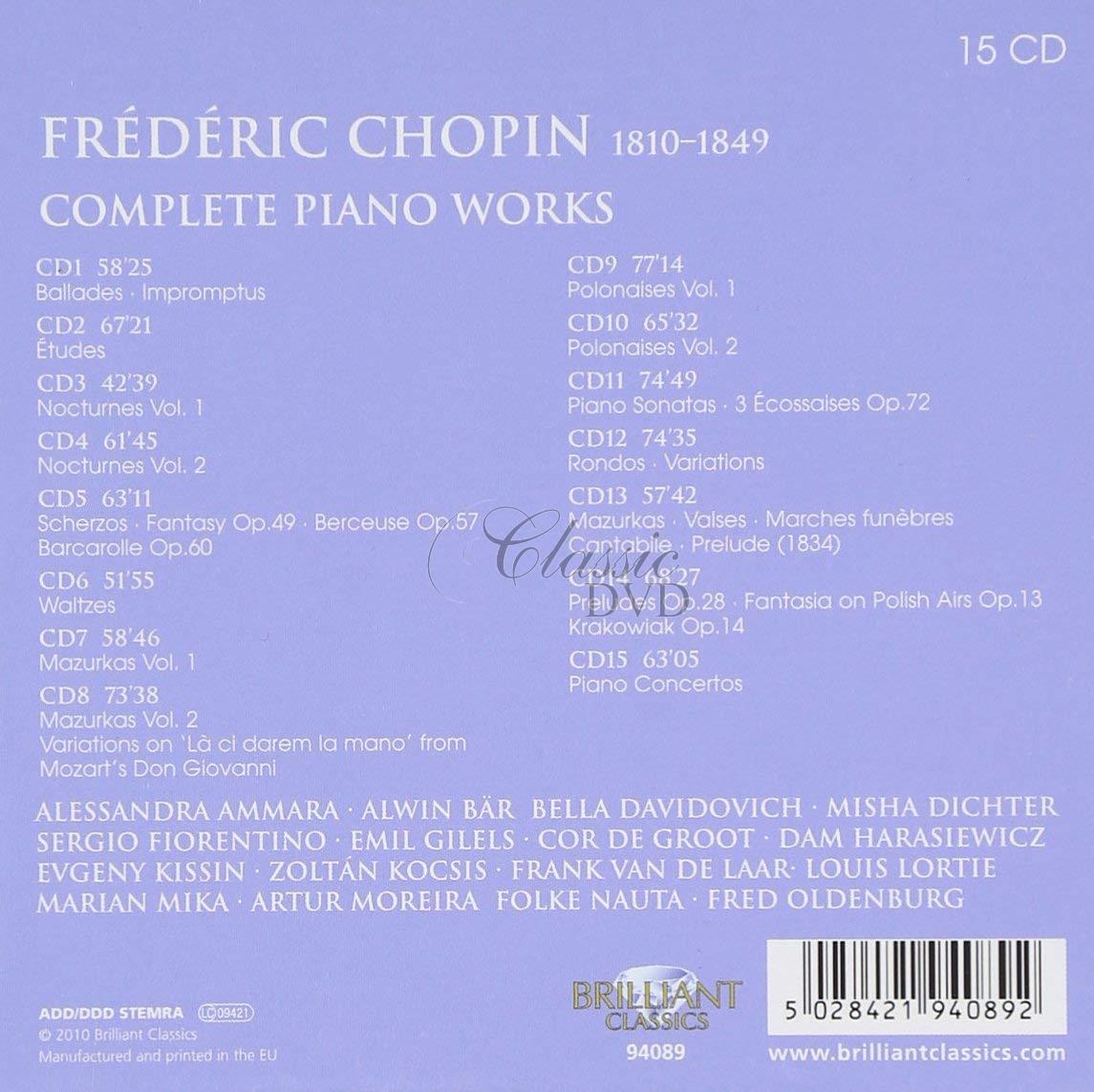 CHOPIN,F.: Complete Piano Works - DÁRKOVÁ EDICE (15CD)