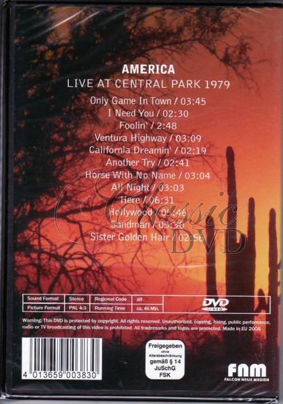 AMERICA: Live At central Park 1979 (DVD)