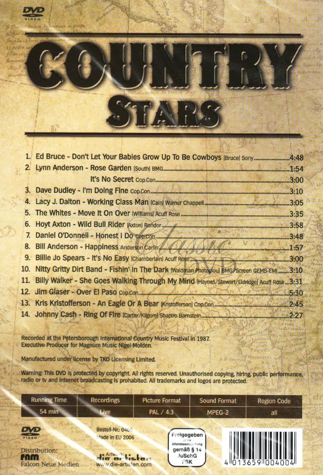 COUNTRY STARS - Ed Bruce, Lynn Anderson, Dave Dudley, Lacy Dalton, Johnny Cash (DVD)