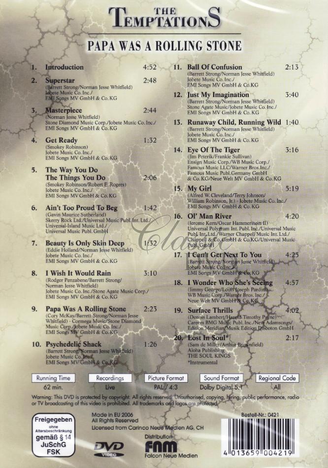 THE TEMPTATIONS: Live - Papa Was a Rolling Stone (DVD)