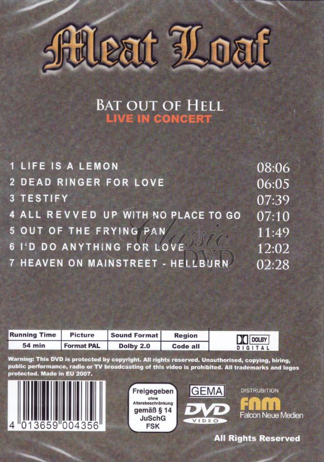 MEAT LOAF: Bat out of hell - Live in concert (DVD)
