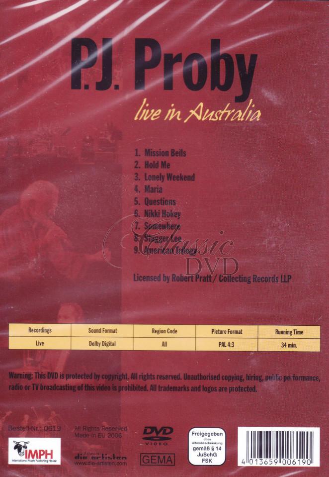 P.J.PROBY: Live in Australia (DVD)