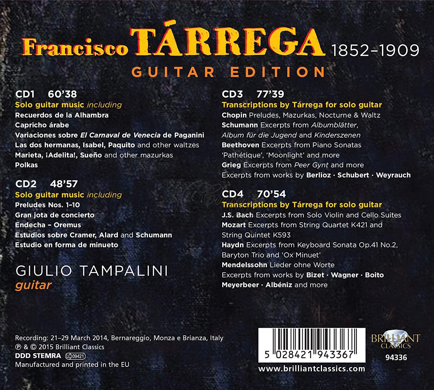 TARREGA Guitar Edition; Giulio Tampalini (4CD)