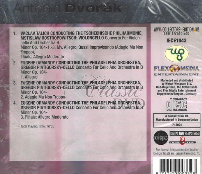DVOŘÁK Concerto For Violoncello And Orchestra H Minor Op. 104 / Concerto For Cello And Orchestra In B Minor Op. 104 (CD)