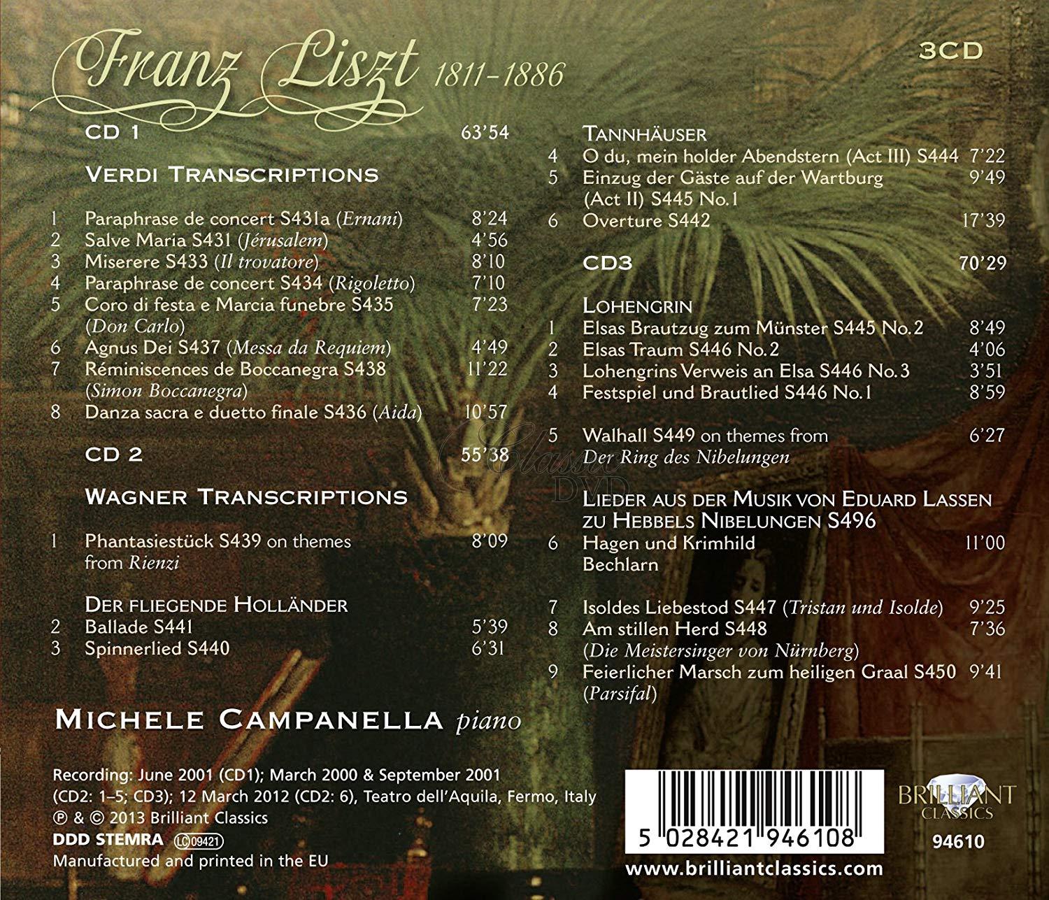 LISZT,F.: Wagner & Verdi Transcriptions (3CD)