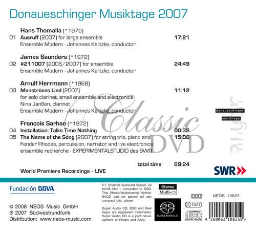 Herrmann, Arnulf / Sarhan, François / Saunders, James / Thomalla, Hans - Donaueschinger Musiktage 2007 Vol. 2 (SACD)