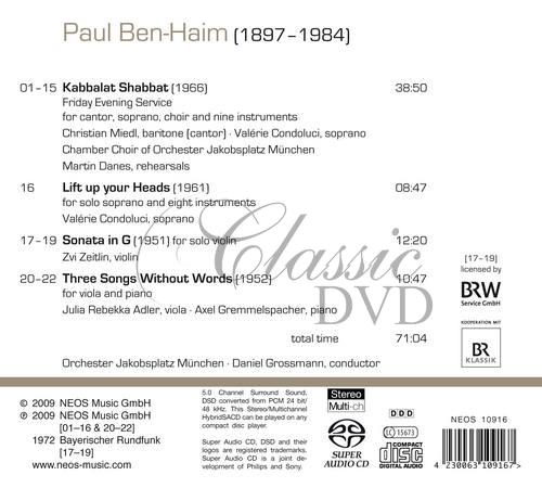 Ben-Haim, Paul - Kabbalat Shabbat (SACD)