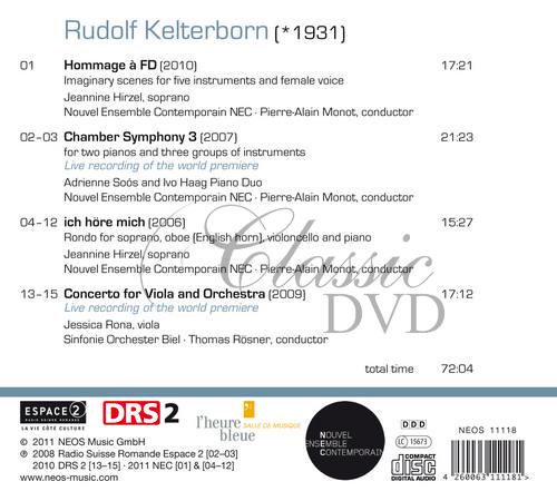 Kelterborn, Rudolf - Hommage à FD / Chamber Symphony 3 / ich höre mich / Concerto for Viola and Orchestra (CD)