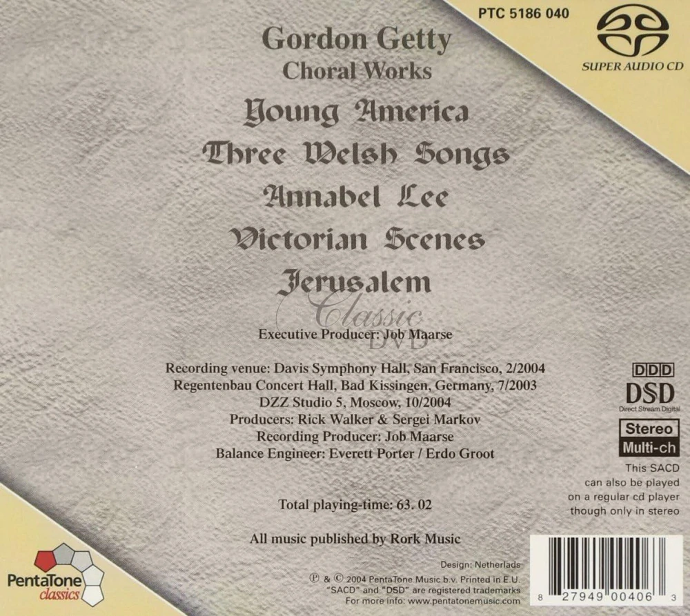Gordon Getty: Young America – Choral Works (SACD)